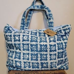 Backroads Textiles Blue Print Block Tote Bag